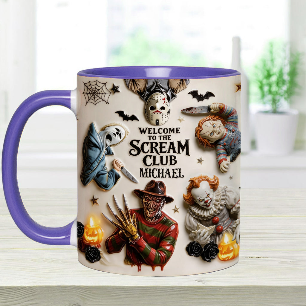 Welcome To The Scream Club - Personalized Horror Character Accent Mug & Coaster
