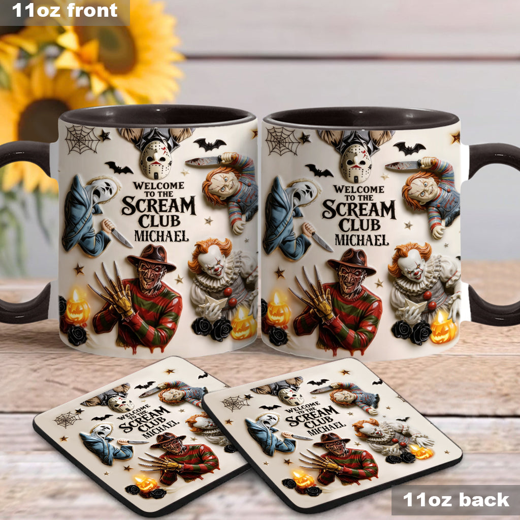 Welcome To The Scream Club - Personalized Horror Character Accent Mug & Coaster