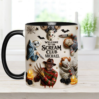 Welcome To The Scream Club - Personalized Horror Character Accent Mug & Coaster