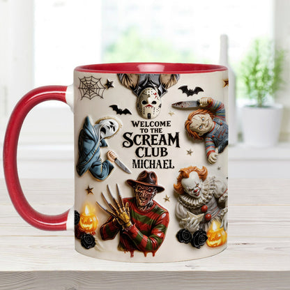 Welcome To The Scream Club - Personalized Horror Character Accent Mug & Coaster