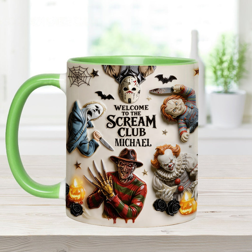 Welcome To The Scream Club - Personalized Horror Character Accent Mug & Coaster