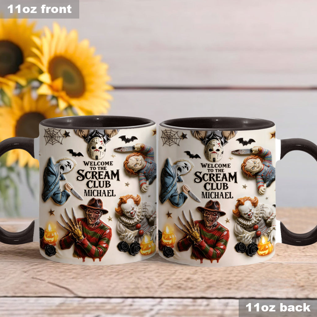 Welcome To The Scream Club - Personalized Horror Character Accent Mug & Coaster