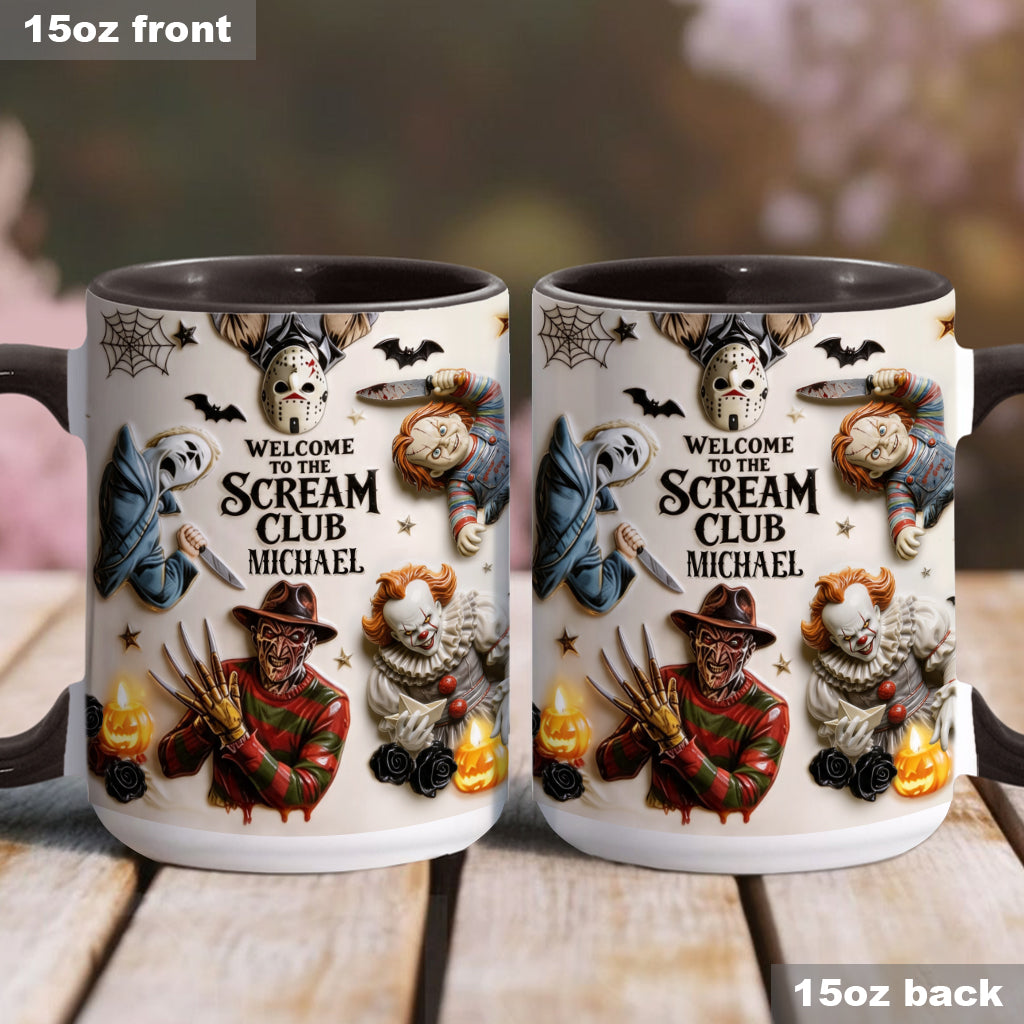 Welcome To The Scream Club - Personalized Horror Character Accent Mug & Coaster