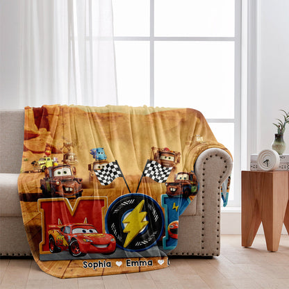 We Love You Mom - Personalized Cars Blanket