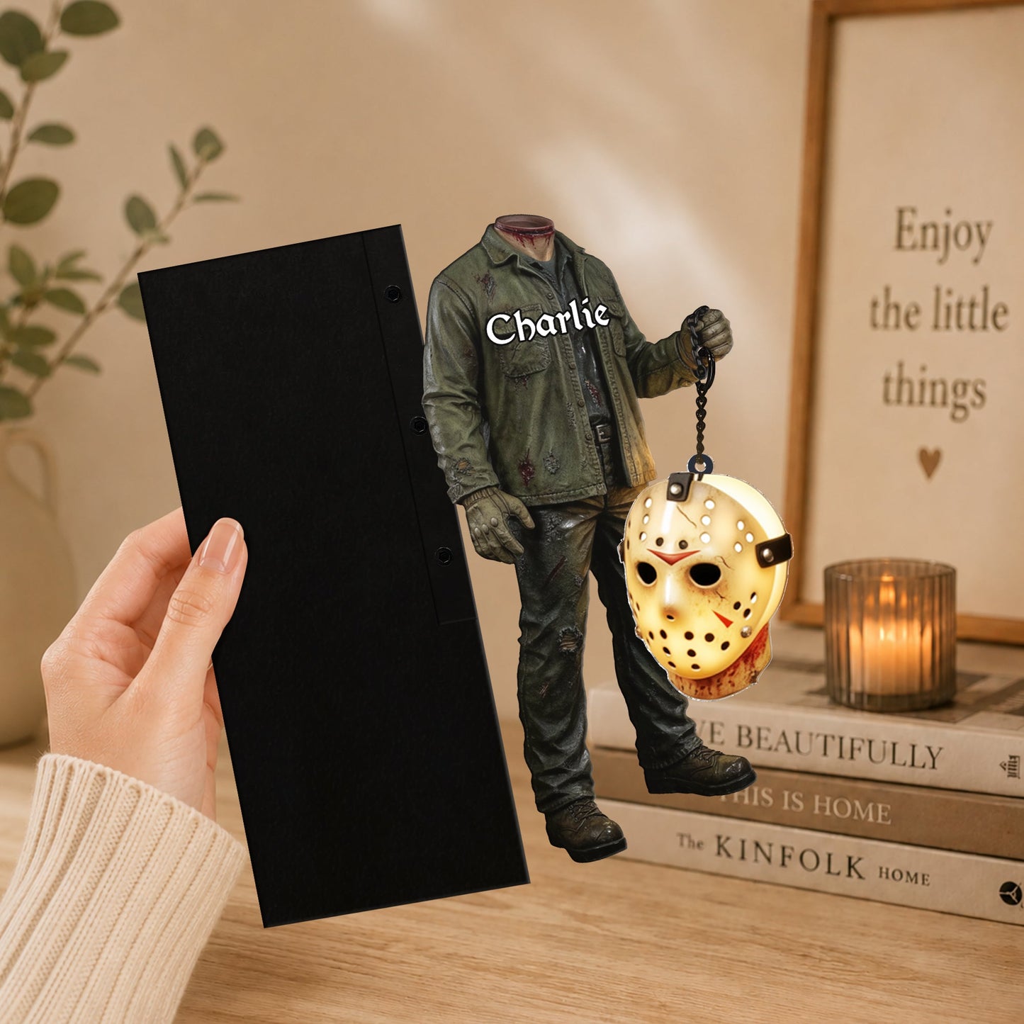 Horror Character No Head - Personalized Horror Character Bookshelf Lamp