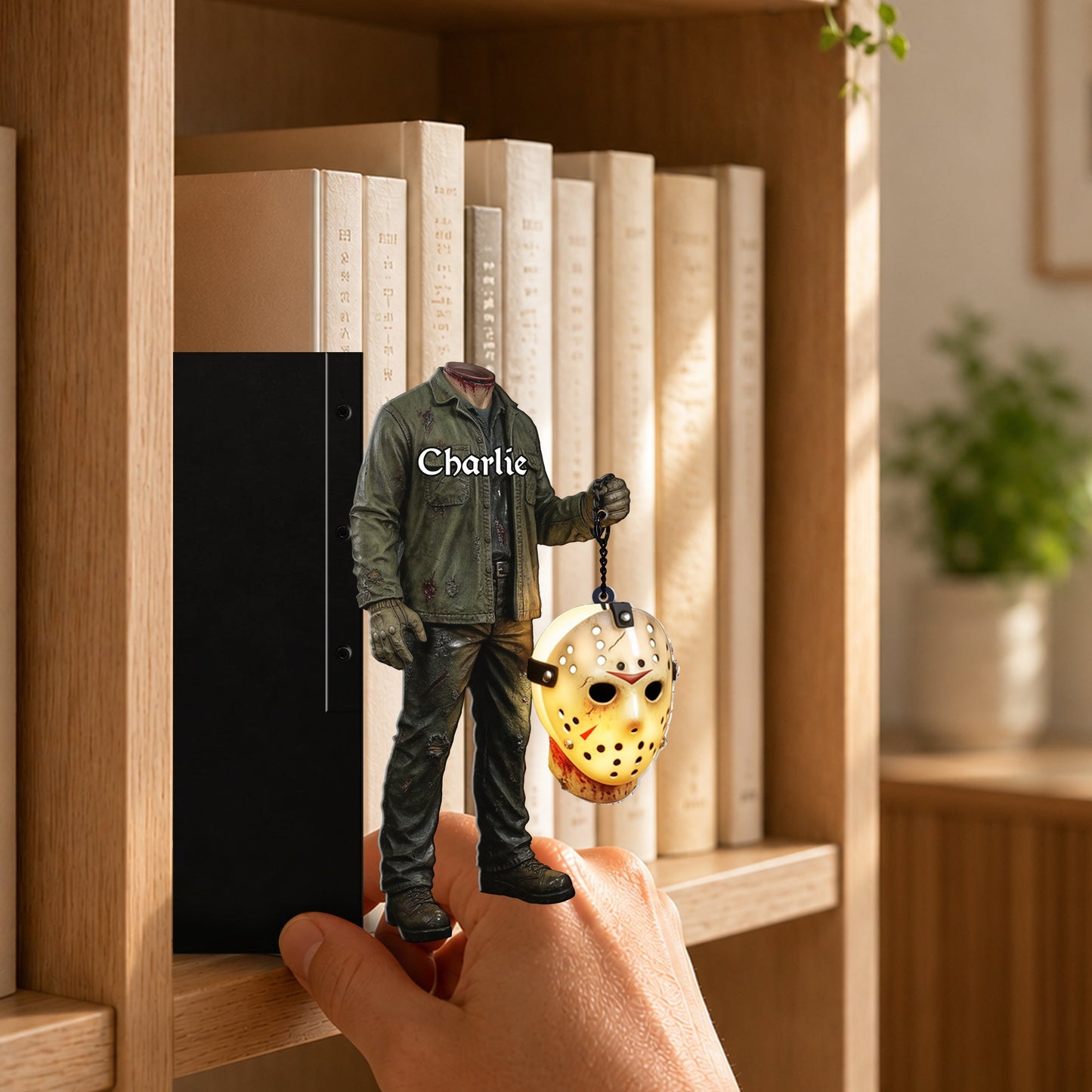 Horror Character No Head - Personalized Horror Character Bookshelf Lamp