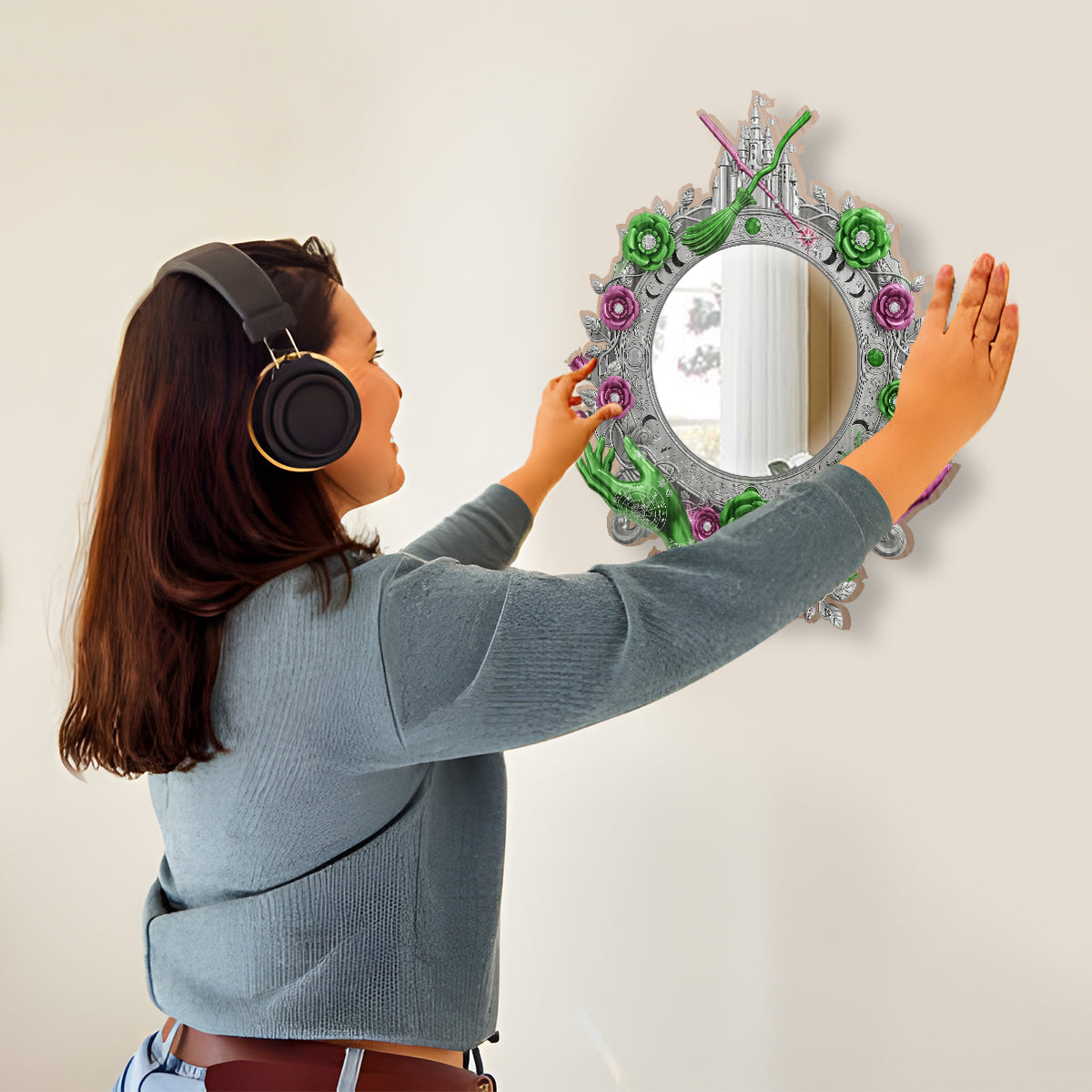 Changed For Good - Personalized Green and Pink Wall Hanging Mirror