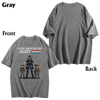 Dad You're My Hero - Personalized Father Wash T-Shirt