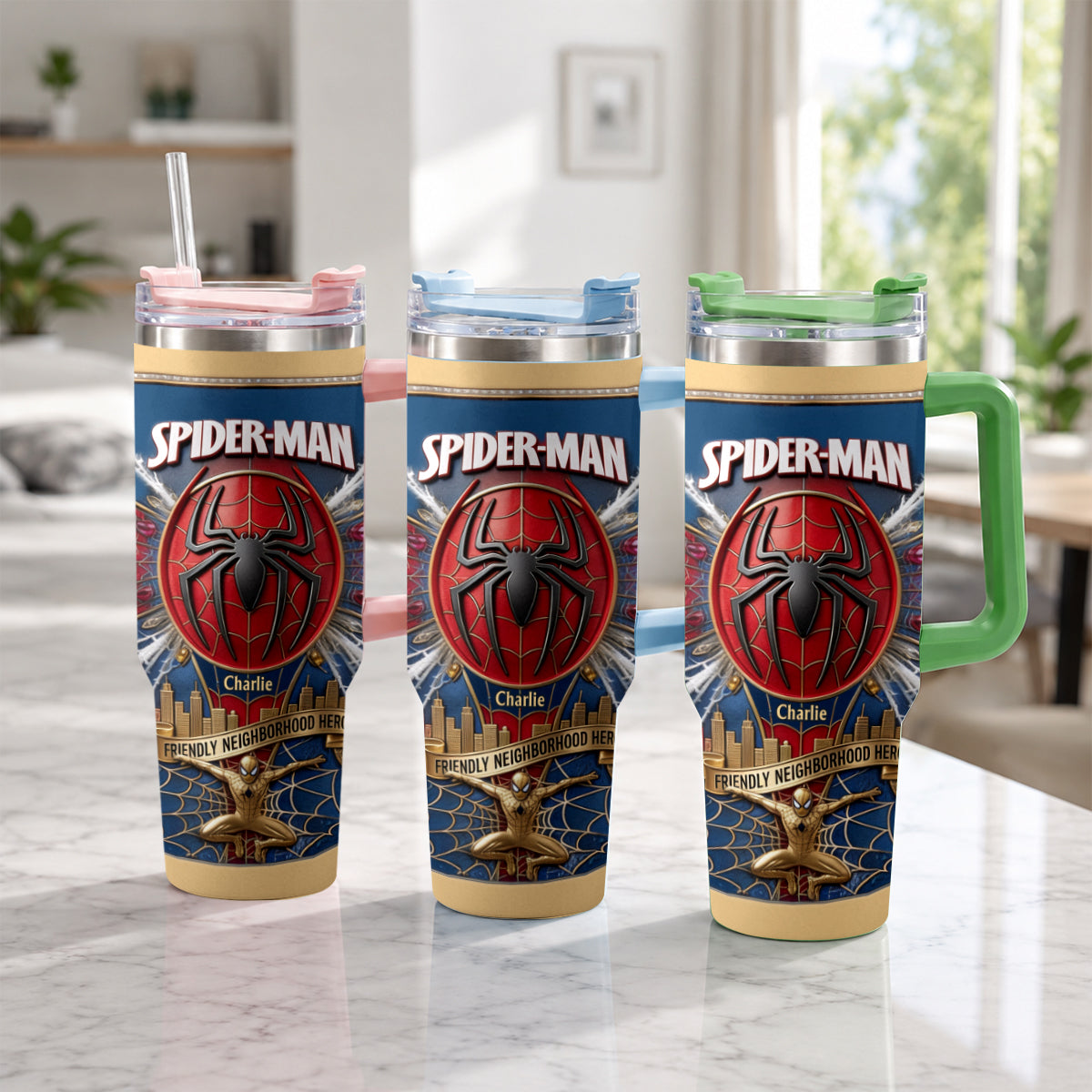 Friendly Neighborhood Hero - Personalized Spider-Verse Tumbler With Plush Charm