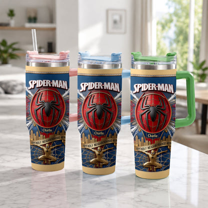 Friendly Neighborhood Hero - Personalized Spider-Verse Tumbler With Plush Charm