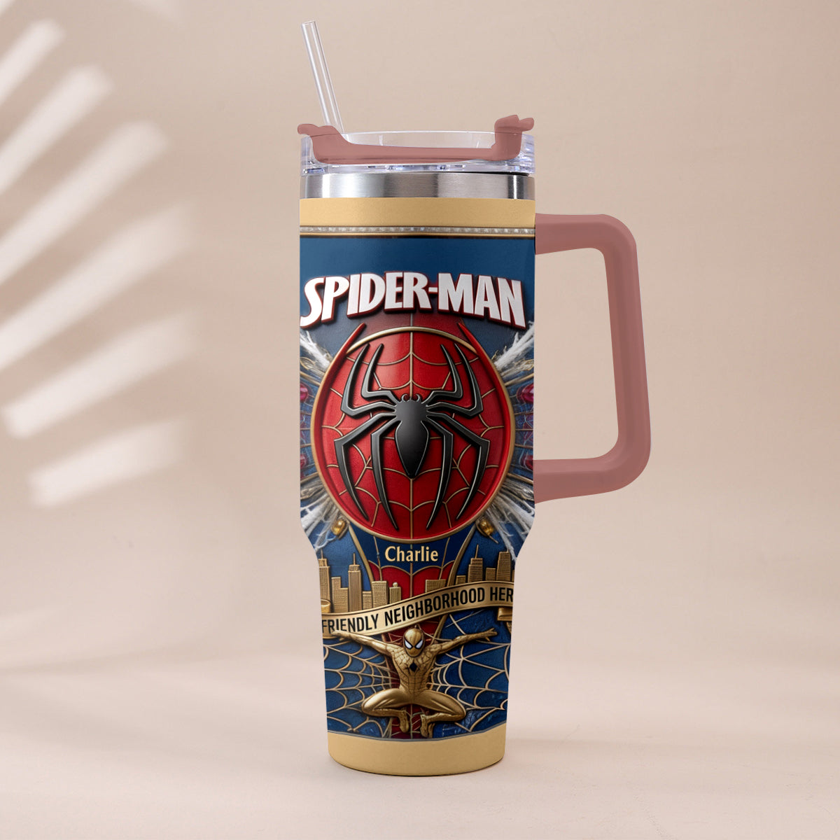Friendly Neighborhood Hero - Personalized Spider-Verse Tumbler With Plush Charm