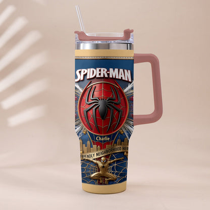 Friendly Neighborhood Hero - Personalized Spider-Verse Tumbler With Plush Charm