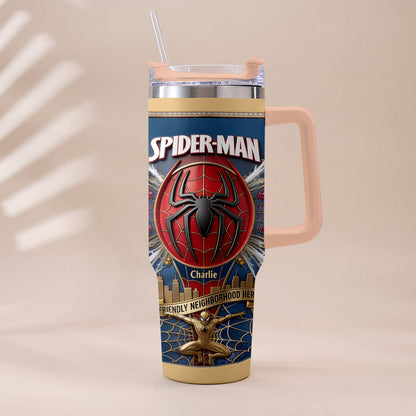 Friendly Neighborhood Hero - Personalized Spider-Verse Tumbler With Plush Charm