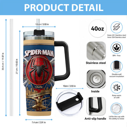 Friendly Neighborhood Hero - Personalized Spider-Verse Tumbler With Plush Charm
