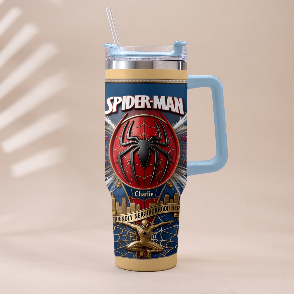 Friendly Neighborhood Hero - Personalized Spider-Verse Tumbler With Plush Charm