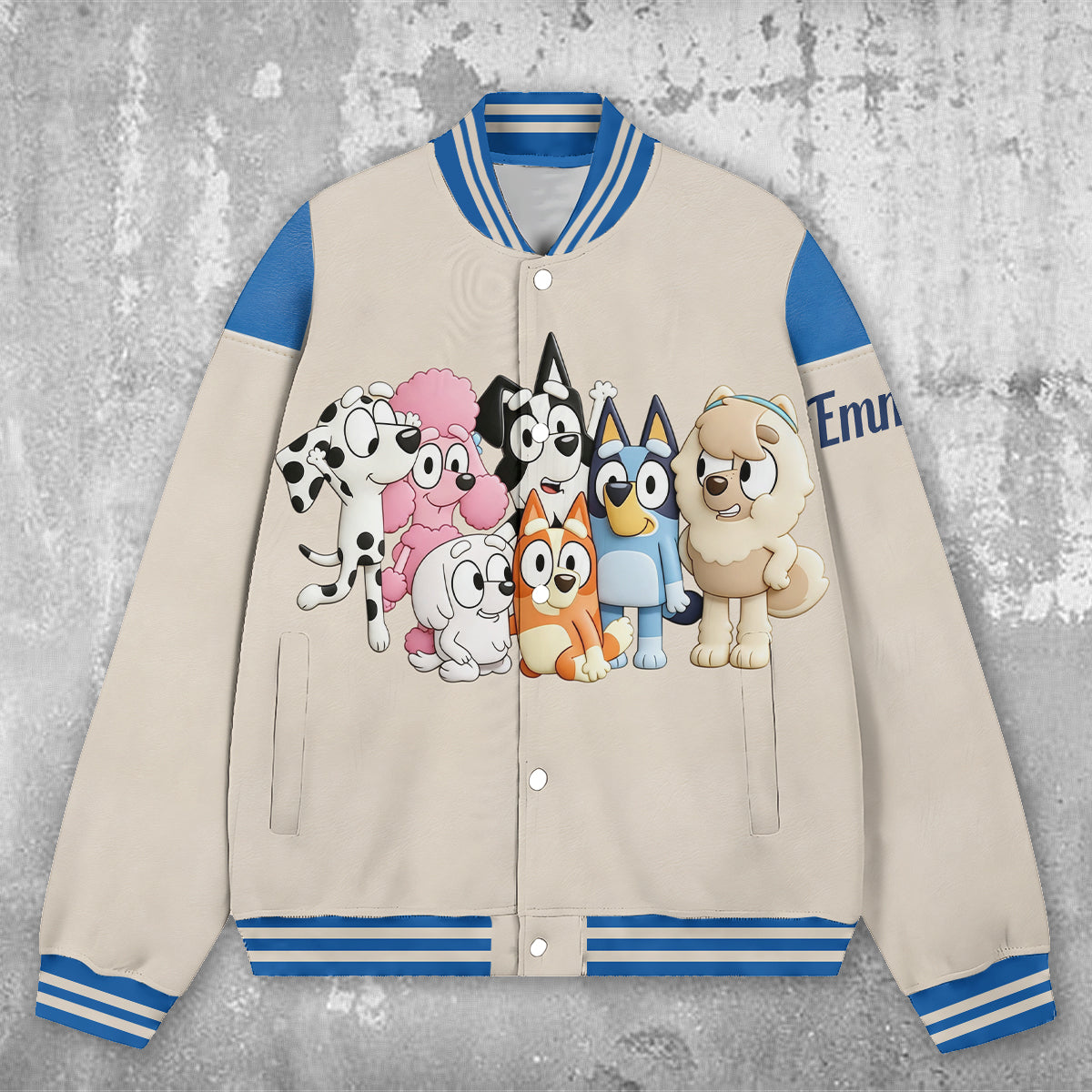 Cute Dog Friends - Personalized Blue Dog Varsity Jacket