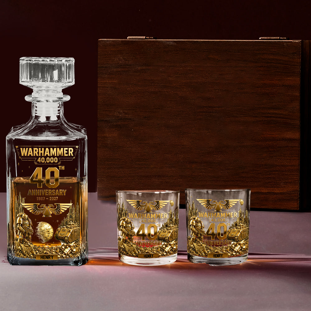The Grimdark Millennium – 40th Anniversary - Personalized Endless War Whiskey Decanter Set