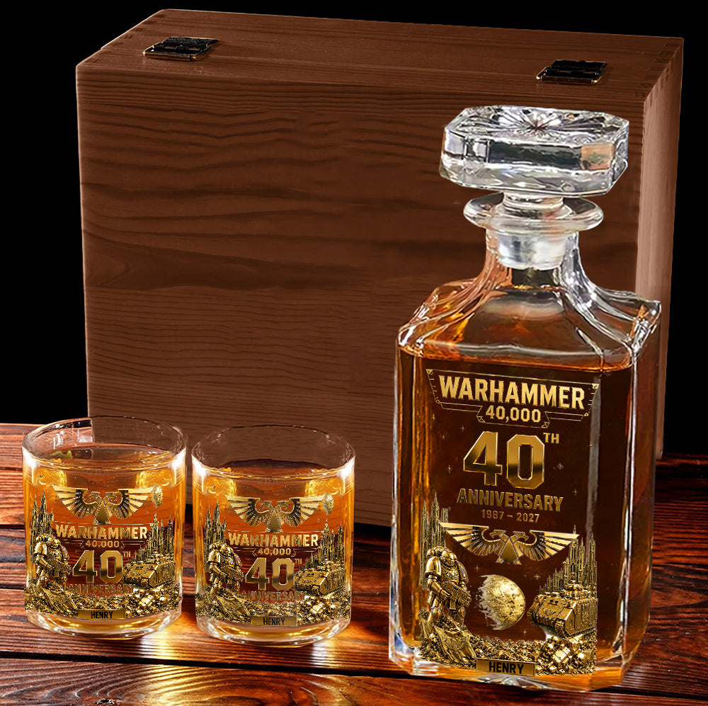 The Grimdark Millennium – 40th Anniversary - Personalized Endless War Whiskey Decanter Set