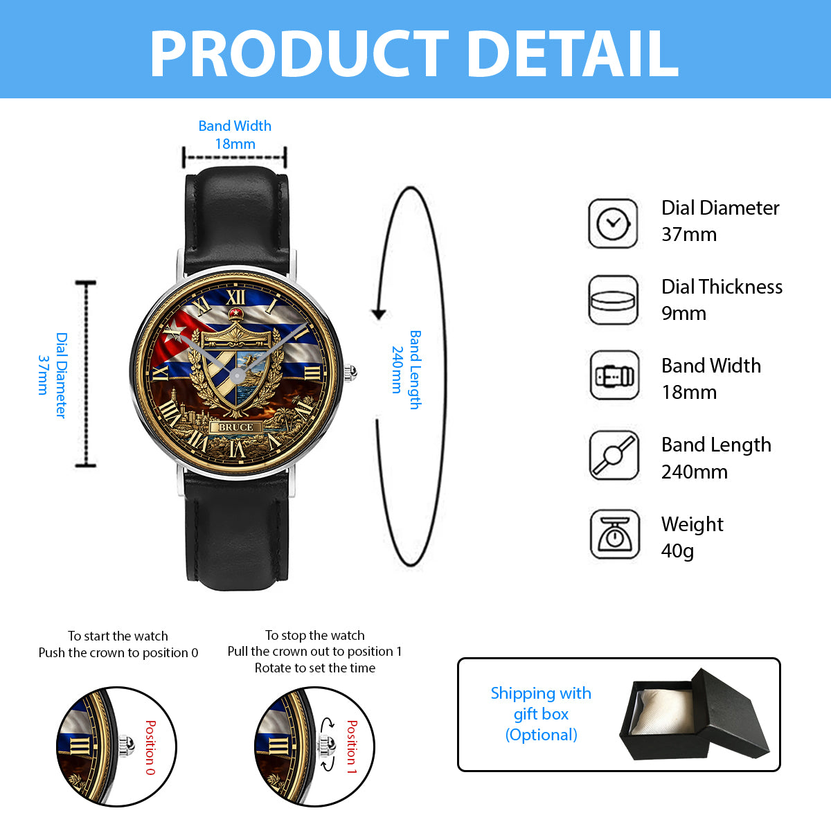 Proud Cuba - Personalized Expats Hand Watch