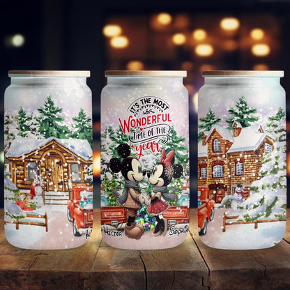 The Most Wonderful Time - Personalized Mouse Can Glass