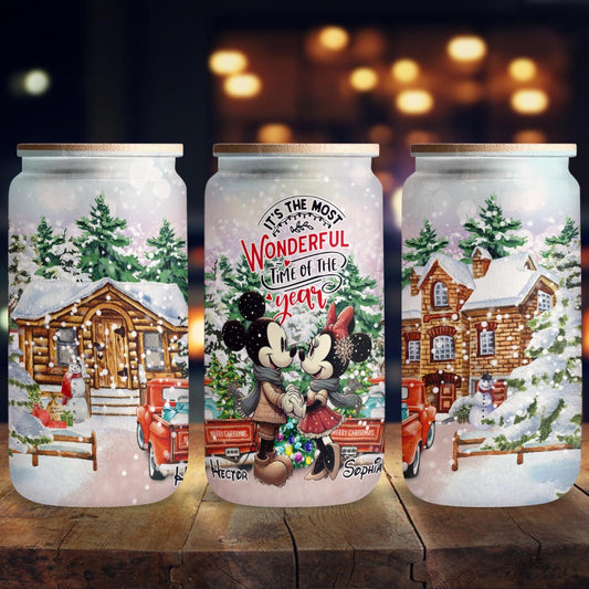 The Most Wonderful Time - Personalized Mouse Can Glass