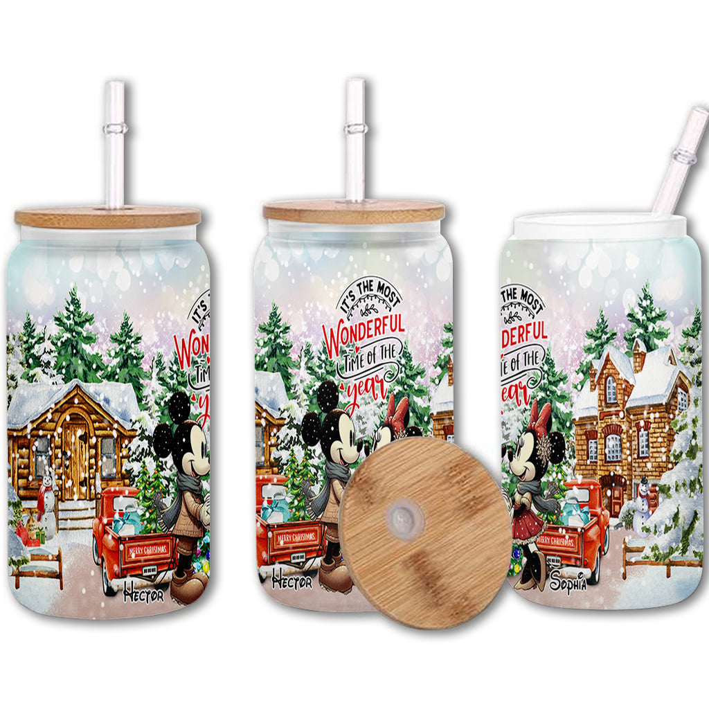 The Most Wonderful Time - Personalized Mouse Can Glass