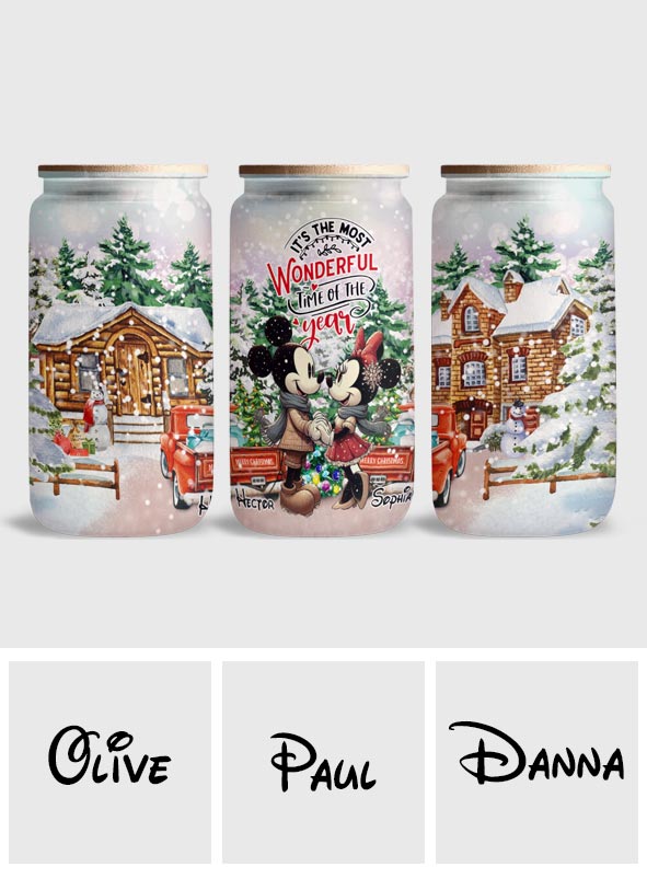 The Most Wonderful Time - Personalized Mouse Can Glass