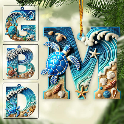 Turtle Letter - Personalized Turtle Ornament