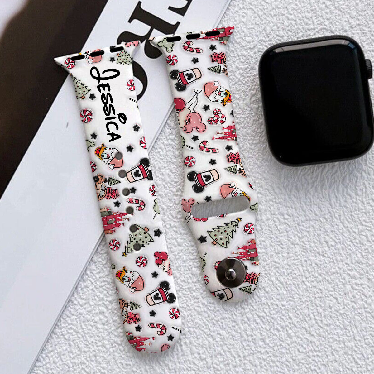 Christmas Is Coming To Mousetown - Personalized Mouse Apple Watch Band