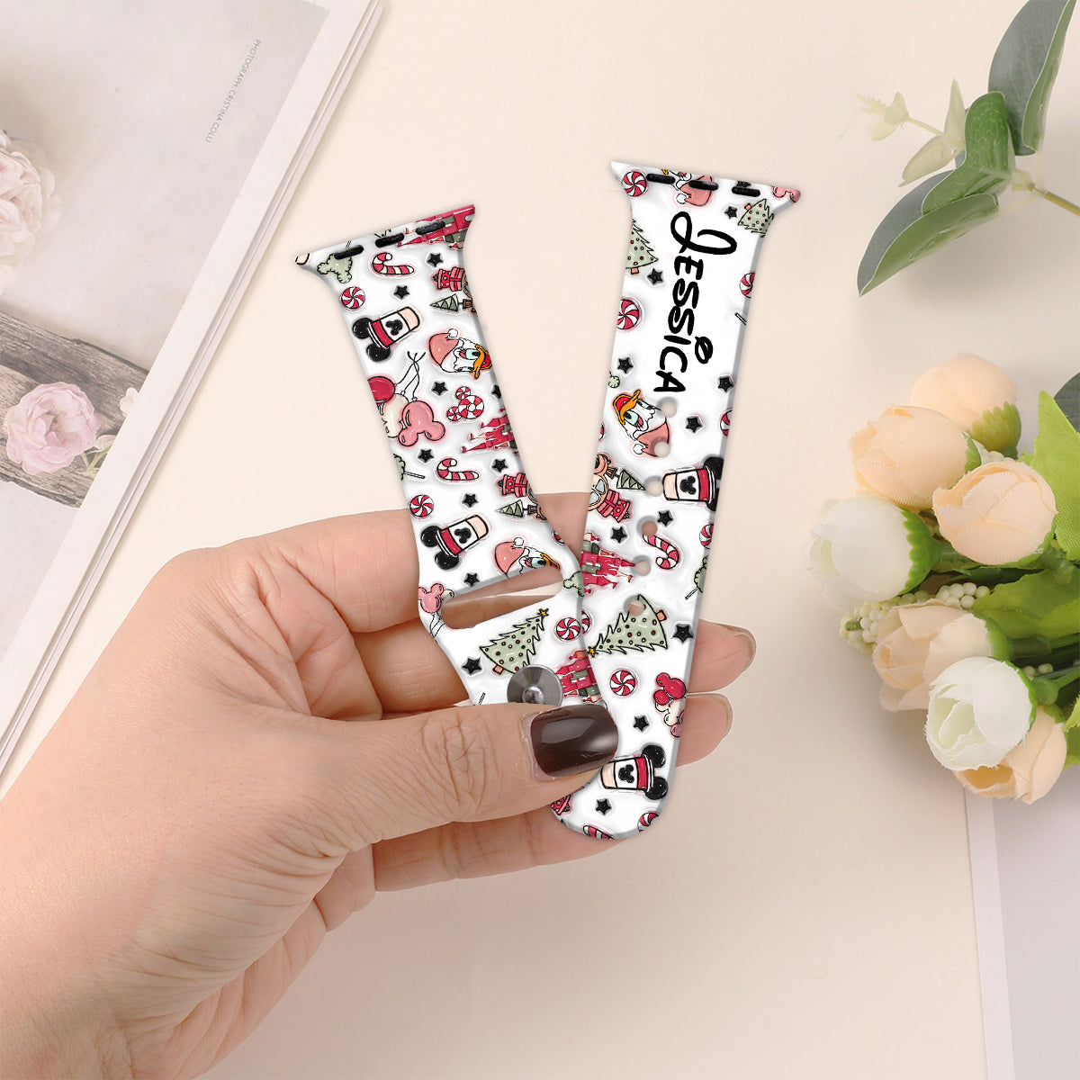 Christmas Is Coming To Mousetown - Personalized Mouse Apple Watch Band
