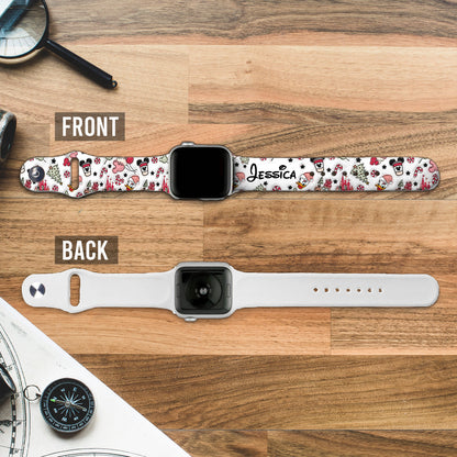 Christmas Is Coming To Mousetown - Personalized Mouse Apple Watch Band