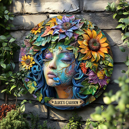 My Garden - Personalized Gardening Round Metal Sign