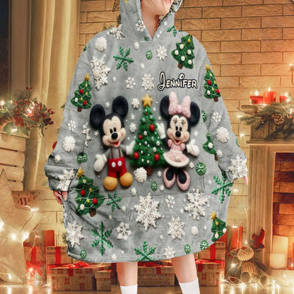 Merry Christmas - Personalized Mouse Blanket Hoodie