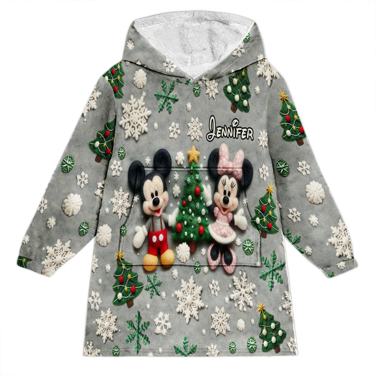 Merry Christmas - Personalized Mouse Blanket Hoodie