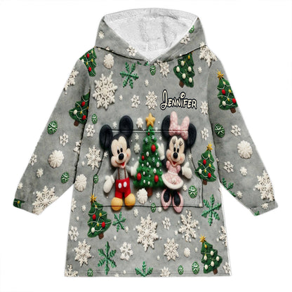 Merry Christmas - Personalized Mouse Blanket Hoodie