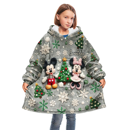 Merry Christmas - Personalized Mouse Blanket Hoodie