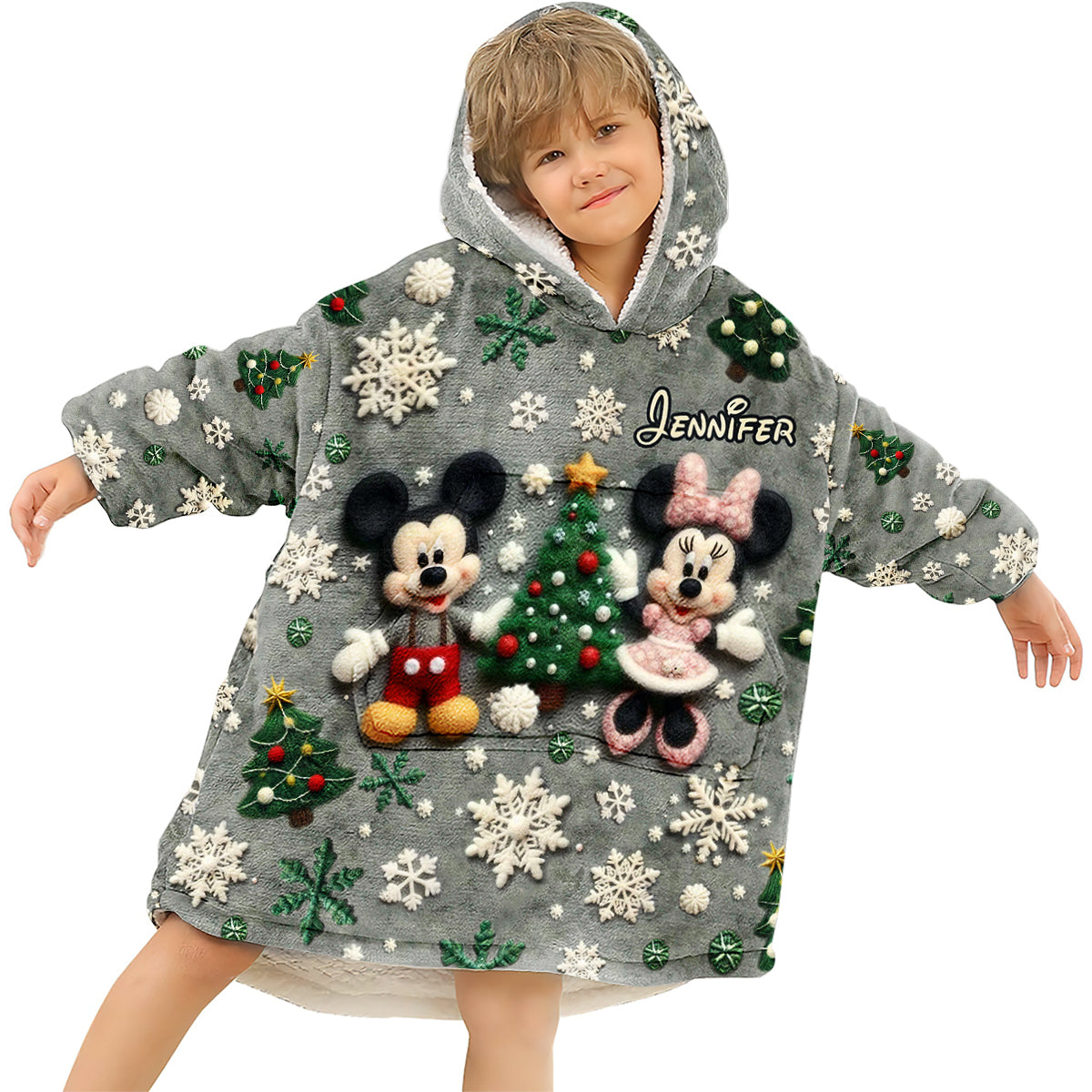 Merry Christmas - Personalized Mouse Blanket Hoodie