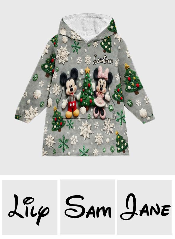 Merry Christmas - Personalized Mouse Blanket Hoodie