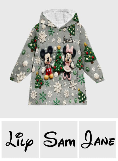 Merry Christmas - Personalized Mouse Blanket Hoodie