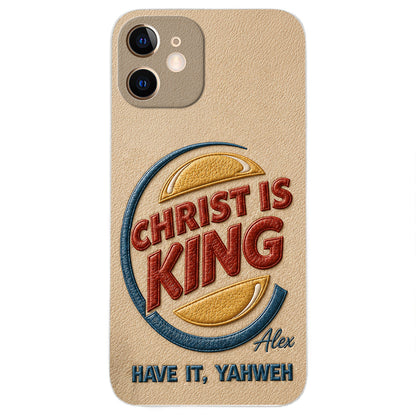 Christ Is King - Personalized Christian Classic Cap & Leather Phone Case