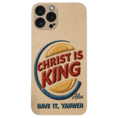 Christ Is King - Personalized Christian Classic Cap & Leather Phone Case