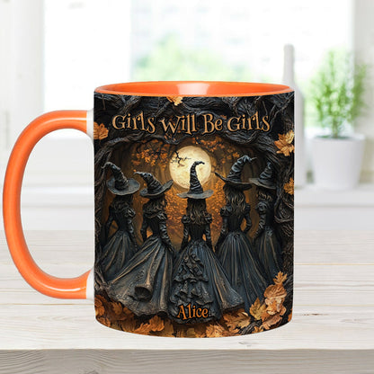 Girls Will Be Girls - Personalized Witch Accent Mug