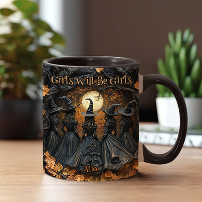 Girls Will Be Girls - Personalized Witch Accent Mug