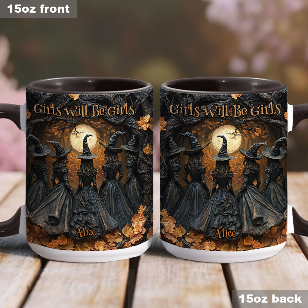 Girls Will Be Girls - Personalized Witch Accent Mug