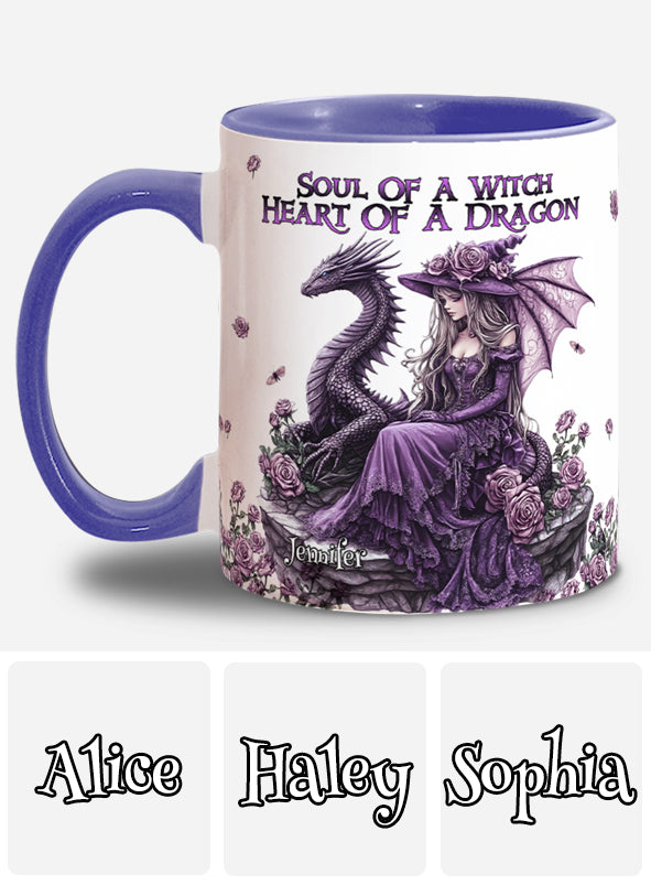 Soul Of A Witch Heart Of A Dragon - Personalized Witch Accent Mug