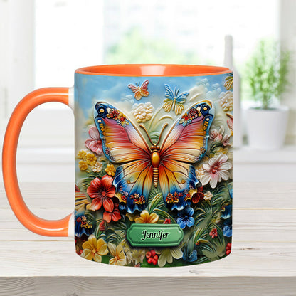 Beautiful Butterfly Bee Dragonfly Hummingbird - Personalized Butterfly Accent Mug
