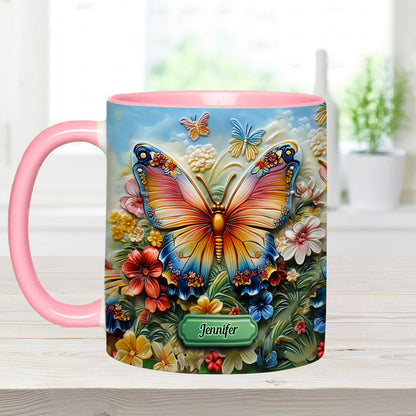 Beautiful Butterfly Bee Dragonfly Hummingbird - Personalized Butterfly Accent Mug