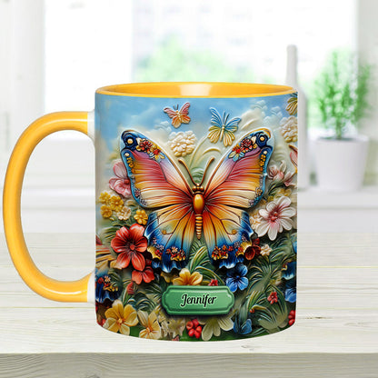 Beautiful Butterfly Bee Dragonfly Hummingbird - Personalized Butterfly Accent Mug