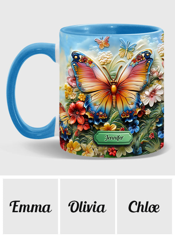 Beautiful Butterfly Bee Dragonfly Hummingbird - Personalized Butterfly Accent Mug