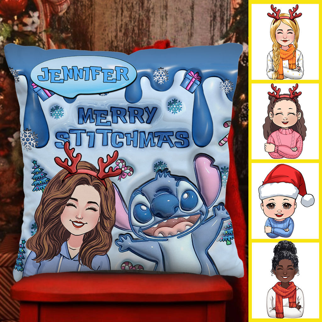 Ohana Merry Stitchmas - Personalized Ohana Throw Pillow